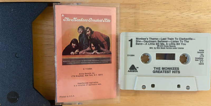 The Monkees Greatest Hits Cassette 1972 Arista Records I'm a Believer Daydream