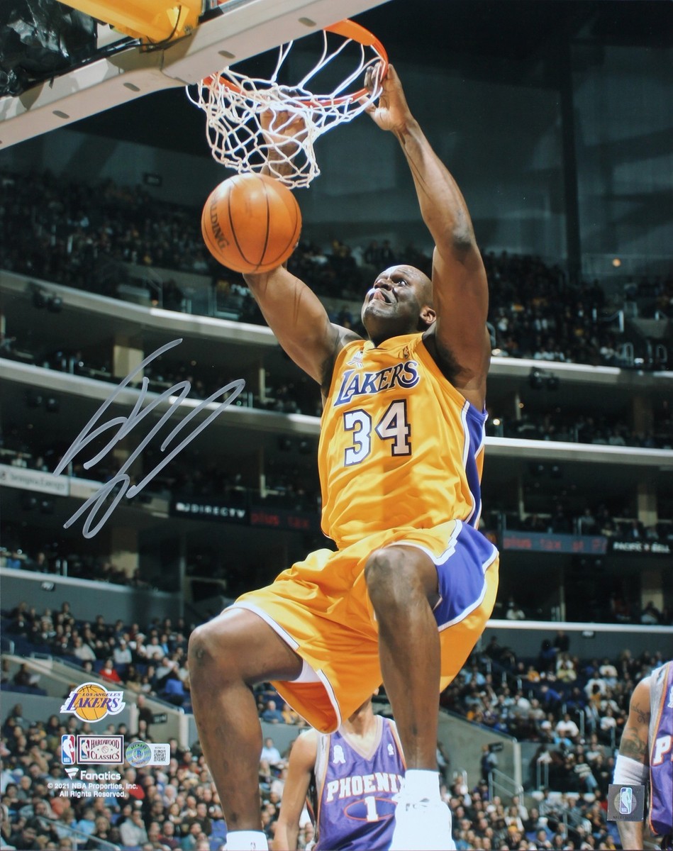 Lakers Shaquille O'Neal Signed 16x20 Vertical Dunk Photo Vs Suns