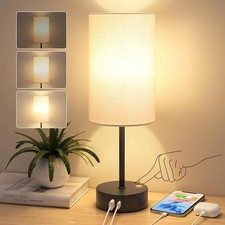 Bedside Lamps Touch Control, 3-Way Dimmable Table Lamp with USB A+C Charging Por