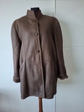 Italian Brown real Shearling Lambskin sheep lamb furcoat fur coat jacket L 44