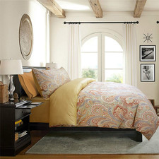Luxury Classic Khaki Paisley King Size 4Pcs 1 Duvet Cover  1 Deep Pocket Fitted