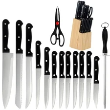 Knife Set, 15-Piece Kitchen Knife Set with Block German Stainless Steel