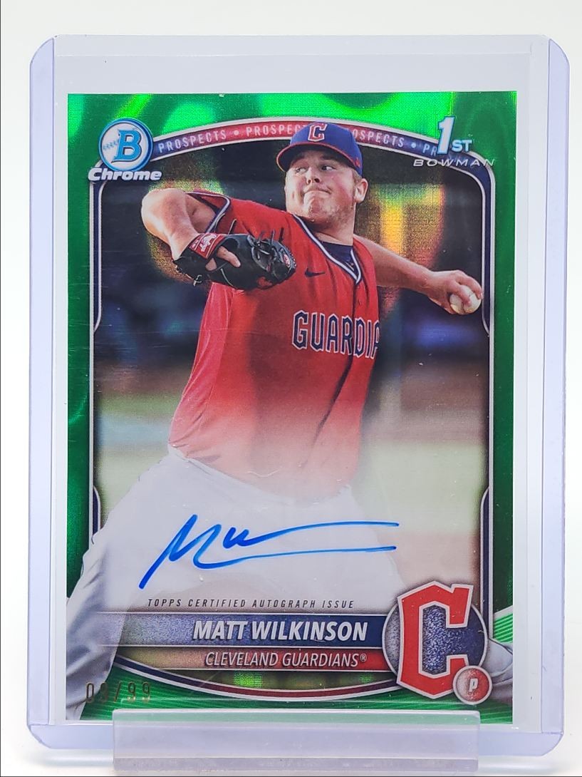 MATT WILKINSON 2025 BOWMAN CHROME 1ST GREEN LAVA REFRACTOR AUTO /99 Q5152