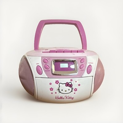 Hello Kitty KT2028A Pink/White Boombox CD Player Cassette AM/FM