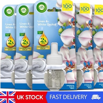 Air Wick Linen & White Orchid flüssige elektrische Einzelnachfüllpackungen 6 x 19 ml, langlebig