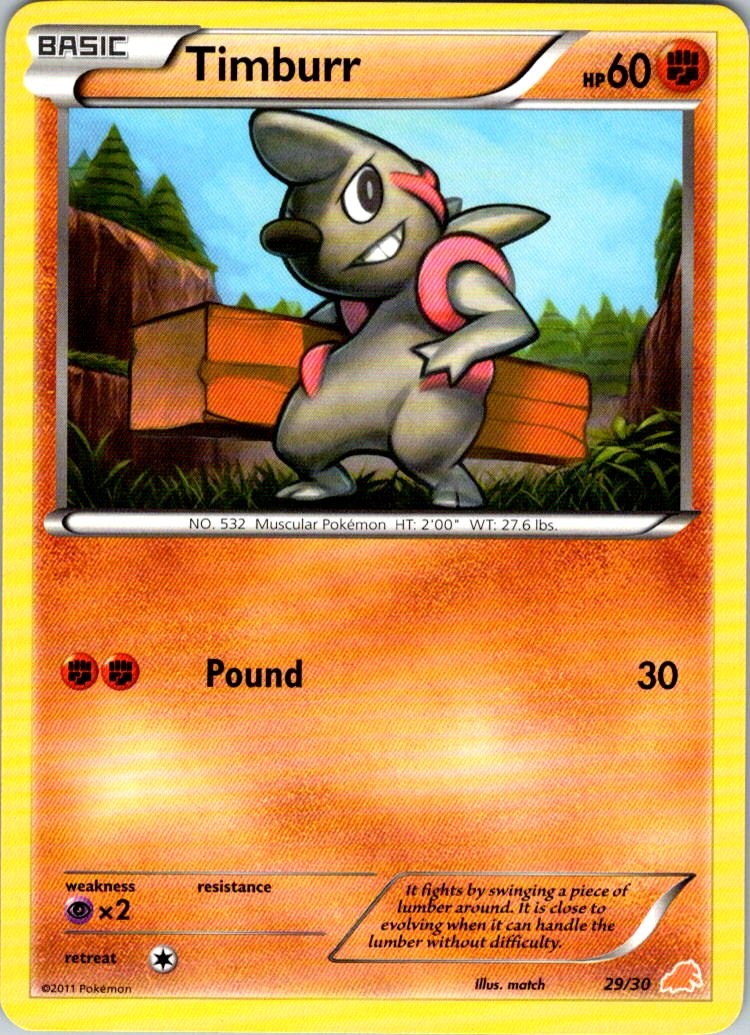 Timburr (#29) 29/30 Common BW Trainer Kit: Excadrill & Zoroark Pokemon LP