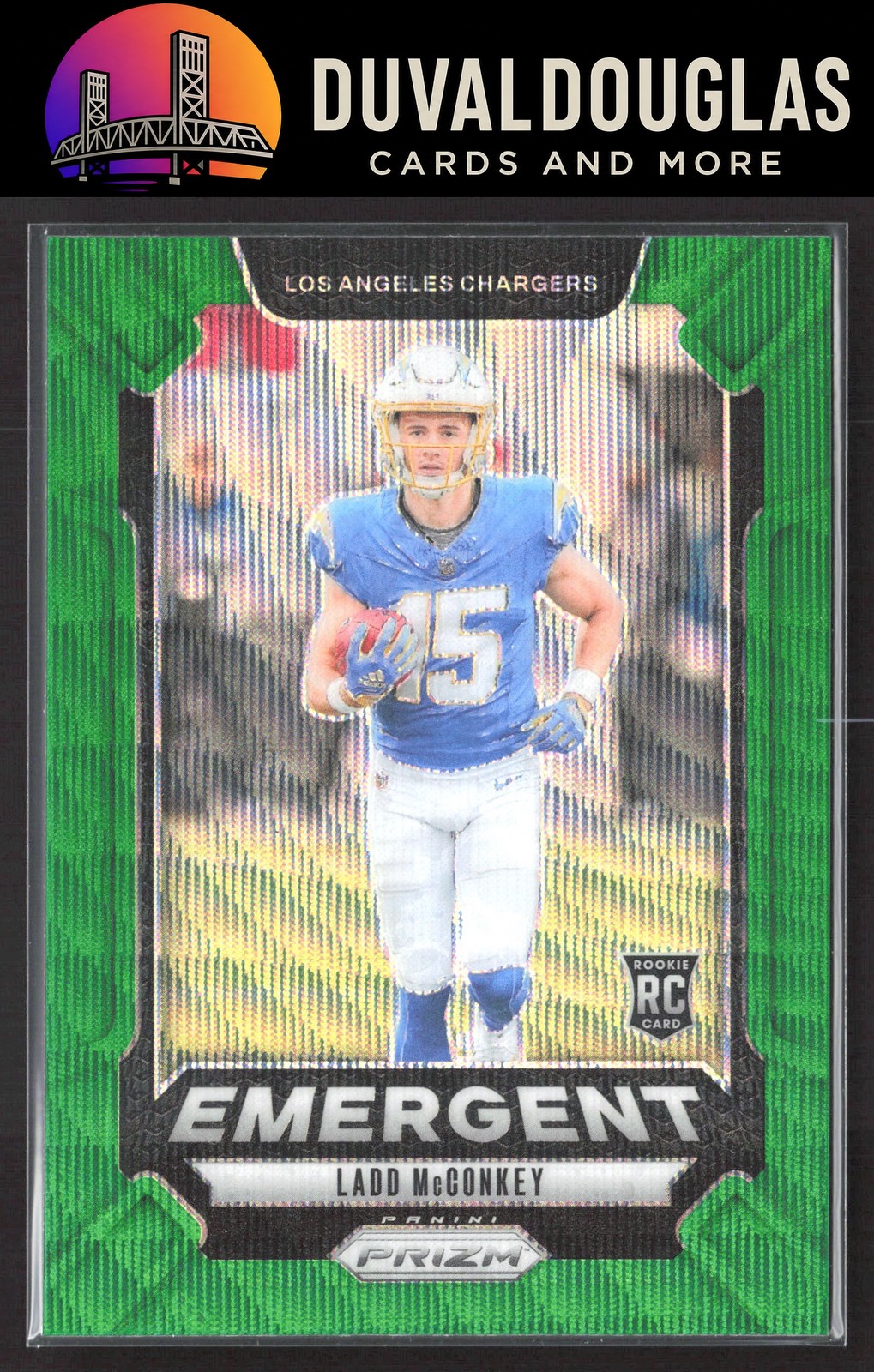 2024 Panini Prizm #13 Ladd McConkey Emergent Green Wave Prizm