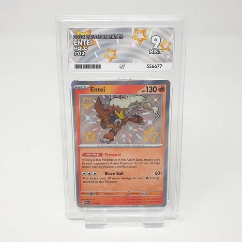 Entei 112/091 Ace 9 Paldean Fates Baby Shiny Holo Rare Graded Pokemon TCG Card