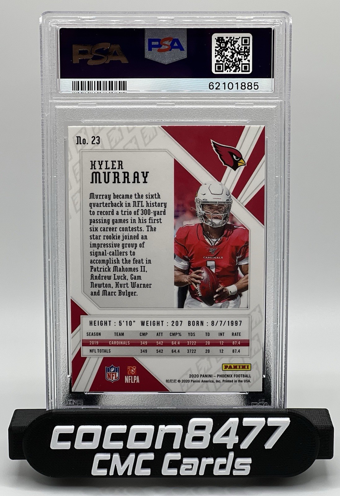 Kyler Murray 2020 Panini Phoenix #23 Fire Burst PSA 10 view 2