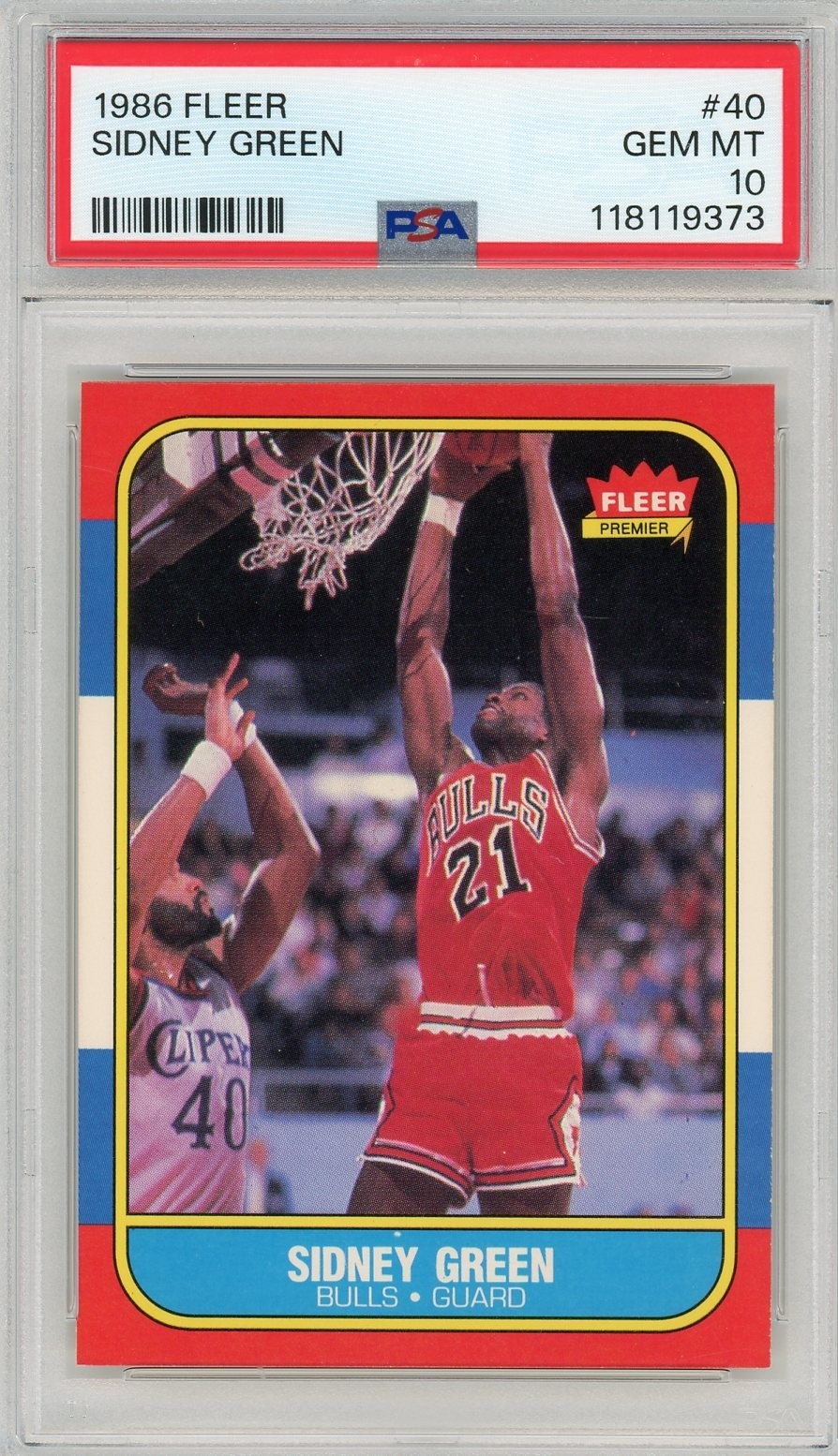 1986 FLEER #40 SIDNEY GREEN RC BULLS PSA 10