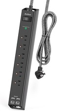 Surge Protector Power Strip with 6 Outlets  4 USB 2 USB-C , Flat Plug