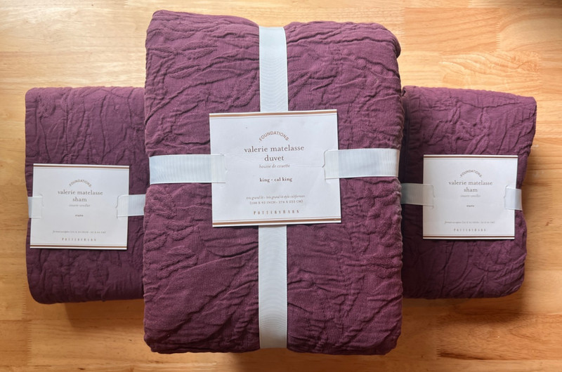 Pottery Barn Purple King Duvet & Pillow Shams Valerie Matelasse (Pls Read)