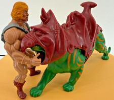 Vintage 1982 Masters Of The Universe MOTU He-Man and Battle Cat Cringer Complete