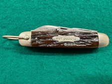GOOD VINTAGE (PRE-1951) UNION CUT CO BOY SCOUTS KNIFE, BONE SCALES (642)