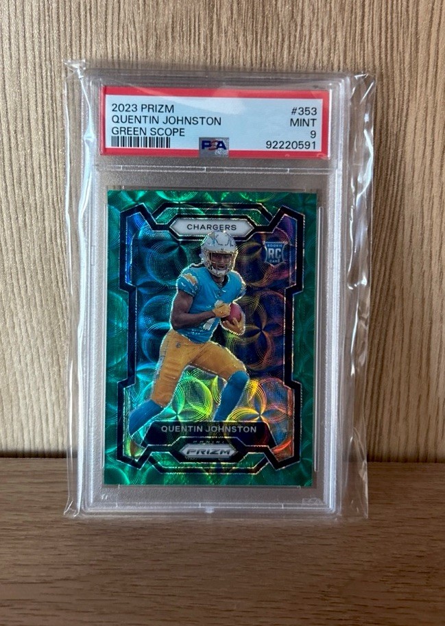 2023 Panini Prizm Quentin Johnston RC #353 Green Scope Prizm /75 (RC)