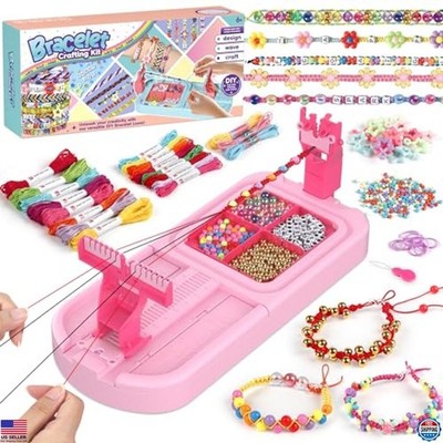 Friendship Bracelet Making Kit - Loom Maker for Kids with 3 Threads & 6 Beads!