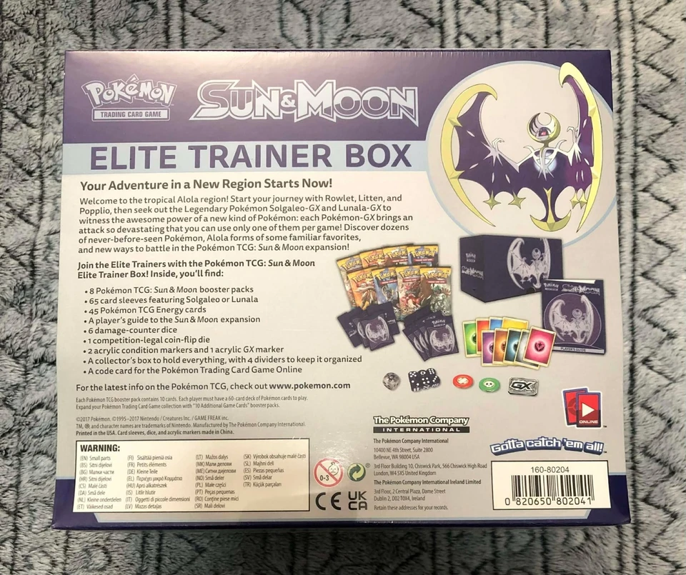 Pokemon Sun and Moon Base Elite Trainer Box ETB Lunala Factory Sealed - Image 2 of 4