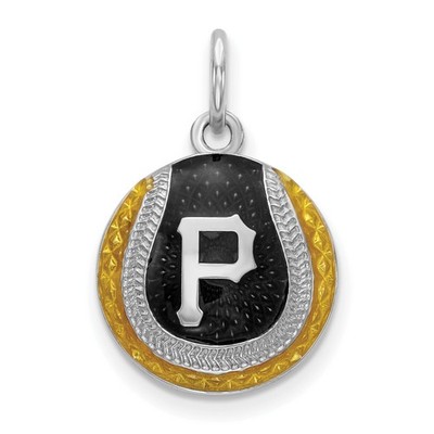 Sterling Silber rhodiniert MLB LogoArt Pittsburgh Piraten Emaille Charm