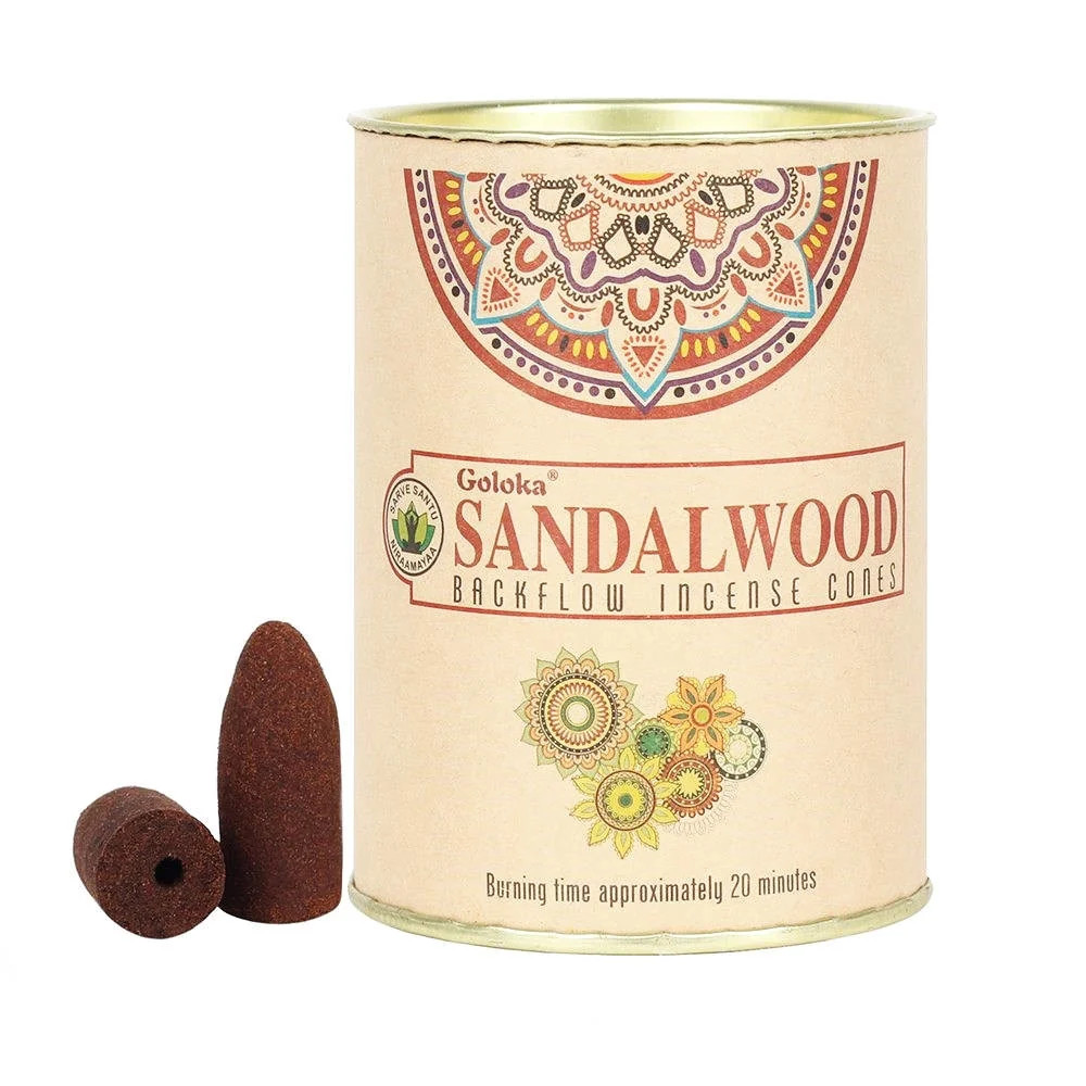 Sandalwood Backflow Incense Cones (Dhoop Style) 24 Pack - Waterfall Burner Fragr