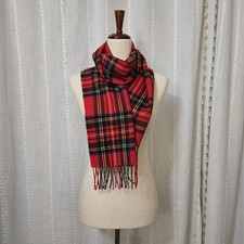 Better Than Cashmere Brand Red Tartan Old Money Classic Fringe Preppy Acrylic