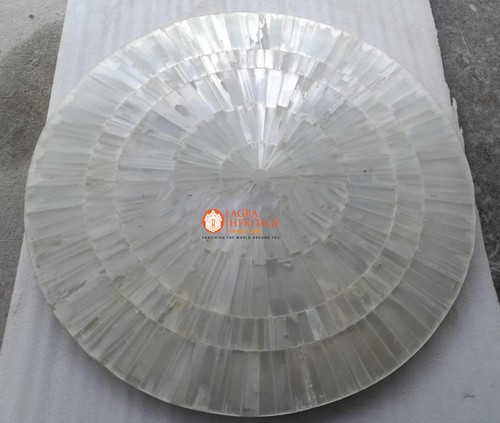 Selenite Table Top Round Coffee Top Natural Stone Handmade Home Living Room Deco - Picture 7 of 8