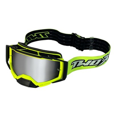 TWO-X Atom VORTEX Motocross Cross Goggles Neon Yellow Mirror Silver
