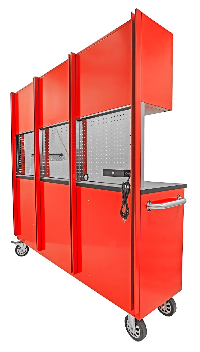 JEGS 72 in. 15-Drawer Rolling Tool Cabinet with Upper Storage [Red]