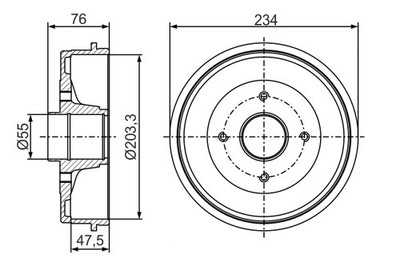 2X 0 986 477 290 Bosch Brake Drums for Dacia, Lada, Renault