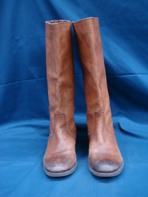 Arturo Chiang Tall Leather Riding Style Boots Sz 9M US Brown Back Zipper