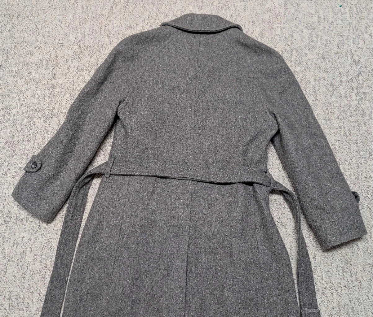 vintage USA made OVERCOAT polo style BELTED raglan 36 gray wool TWEED fleck XS image 3