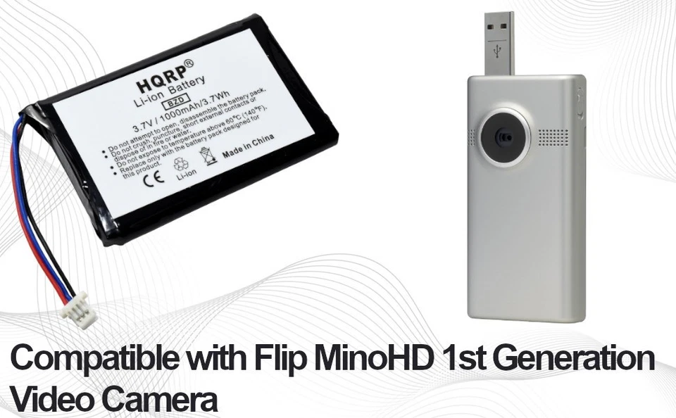 Batería HQRP para Flip MinoHD F360 F460 F360B F460B F360C F460C, 02404-0013-00 Foto 4 de 4