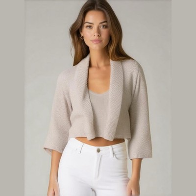LOFT Womens Sweater Size Small Gold Sparkle Beige Silver Cardigan Ann Taylor NEW