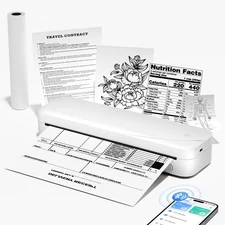 Portable Wireless Printer for Travel, M833 Inkless Thermal Printer Bluetooth ...