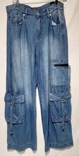 Women's Mid-Rise Wide Leg Cargo Baggy Pants - Wild Fable size 8