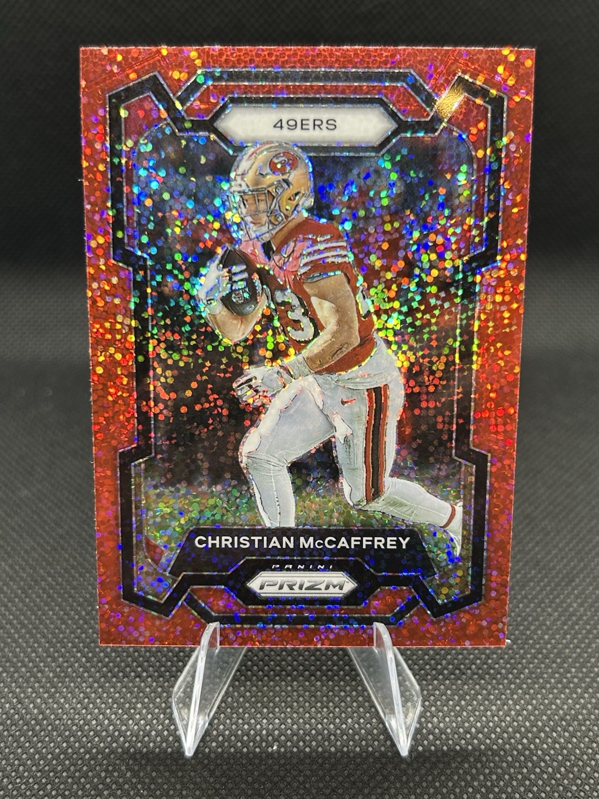2023 Panini Prizm Christian McCaffrey #267 Red Sparkle
