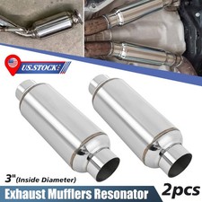 3 Inlet Outlet Custom Exhaust Muffler 12 Length Resonator Ss Pair Of 2pcs