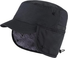 Connectyle Men's Winter Hat with Visor Warm Earflaps Hat Fully Lined Faux Fur Ba