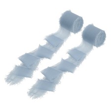 2 Roll 1.5" x 5.5 Yd Cotton Ribbon Handmade Frayed Fringe Ribbon Dark Gray Blue