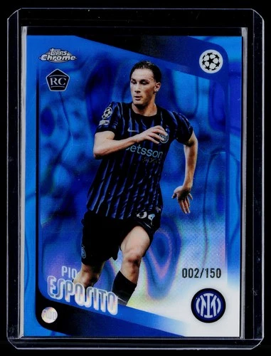 2025-26 Topps Chrome UEFA Club Competitions Pio Esposito Blue Lava #/150