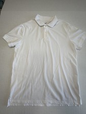 Goodfellow  Co Men's White Polo Shirt L Short Sleeve Regular Fit Collared Butt  
