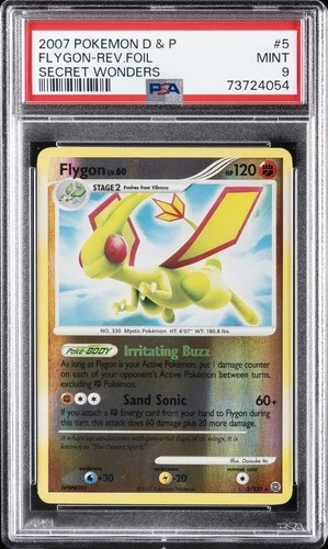 2007 POKEMON DIAMOND & PEARL SECRET WONDERS #5 FLYGON-REVERSE FOIL PSA 9