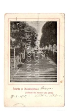 Cartolina MONTEVECCHIA SCALINATA CHIESA Brianza Lecco Como vg. 1915 x Argentina