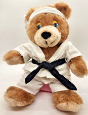 Peluche orsacchiotto karate russo vintage anni 90 cintura nera Gi 8" con etichetta karate vintage 