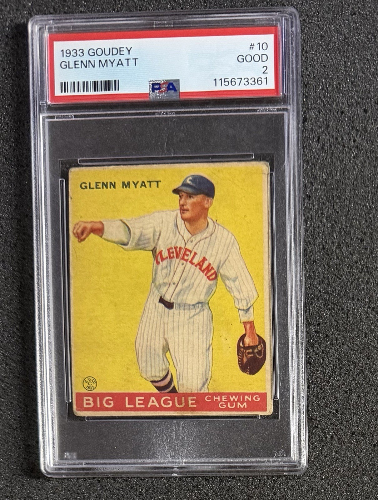 1933 Goudey - #10 Glenn Myatt - PSA 2 (Newly Graded)
