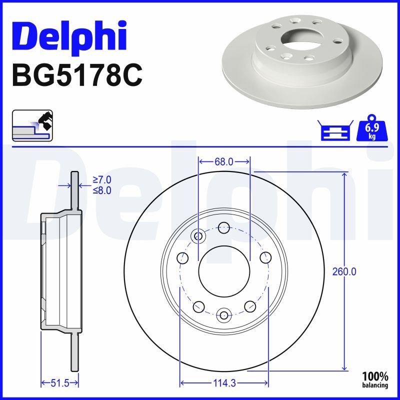 2x Bremsscheibe voll BG5178C DELPHI für NISSAN JUKE - Bild 5