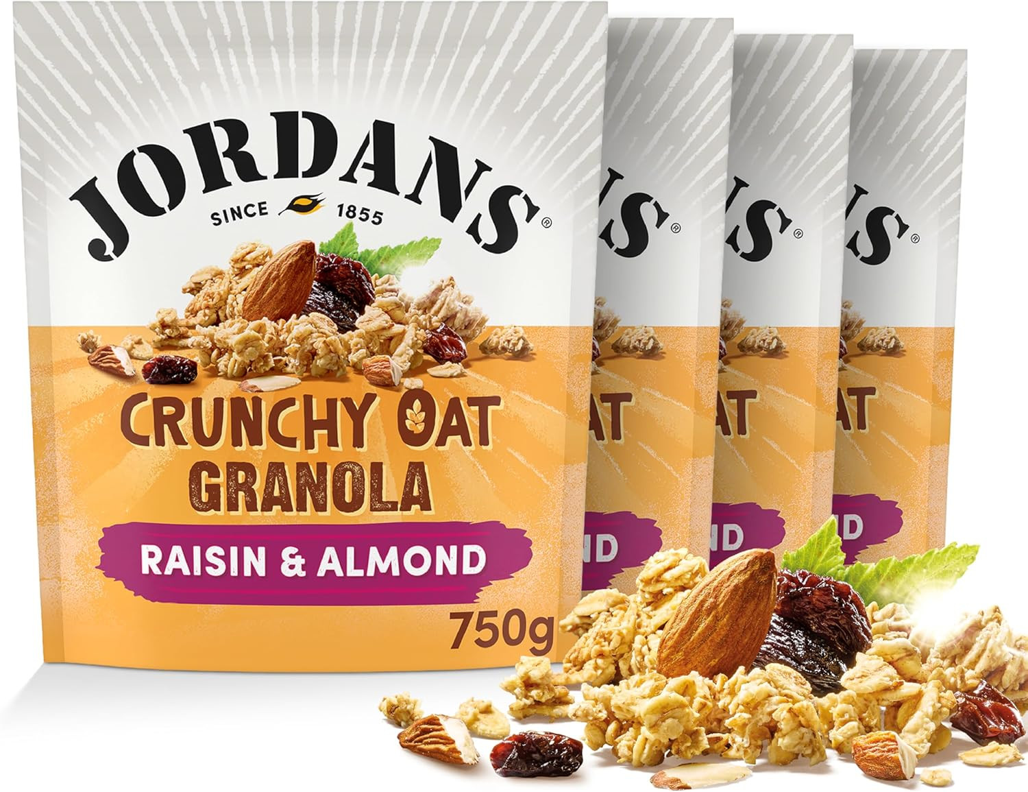 Jordans Granola Raisin and Almond | Breakfast Cereal | High Fibre | 4 PACKS of 7