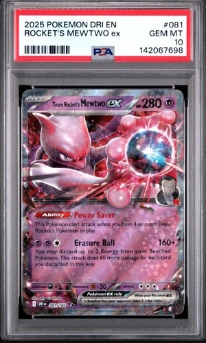 Team Rocket's Mewtwo ex 081/182 Sv10: Destined Rivals Holo PSA GEM 10 💎