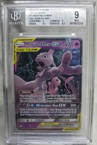 Pokemon TCG Mewtwo & Mew GX #71/236 Tag Team Full Art Ultra Rare Beckett BGS 9