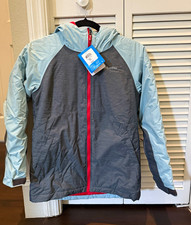 Columbia Kids Ski Jacket Hooded Zip Jacket Gray/Blue/Red