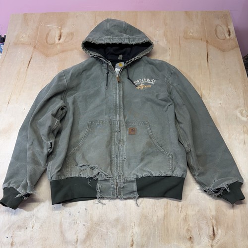 Vintage Carhartt Jacket J25 MOS Large Green Hooded Thermal Lined Active Wear - Image 1
